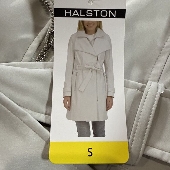 Halston Jackets & Blazers - Halston Women's Belted Trench Coat,  Gray Off White Small NWT